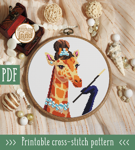 Mrs. Giraffe Cross Stitch Pattern