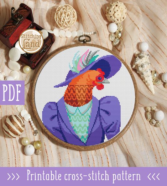 Mrs. Hen Cross Stitch Pattern