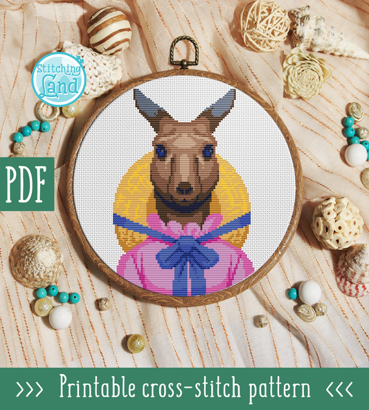 Mrs. Kangaroo Cross Stitch Pattern
