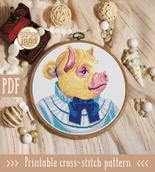 Mrs. Pig Cross Stitch Pattern