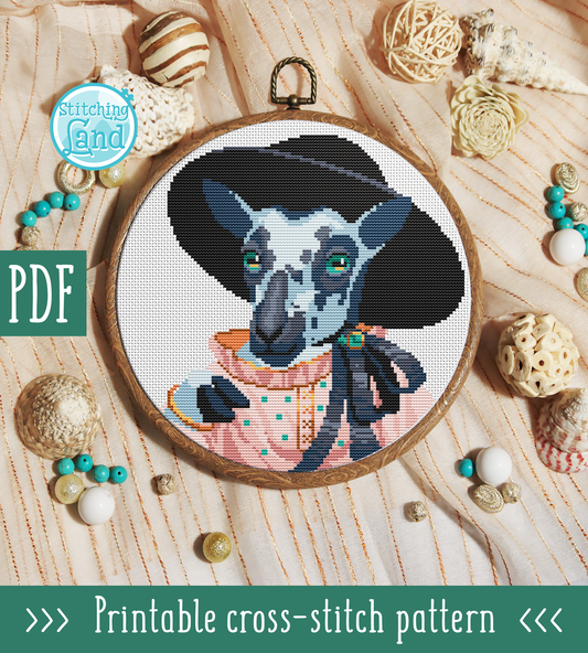 Mrs. Sheep Cross Stitch Pattern