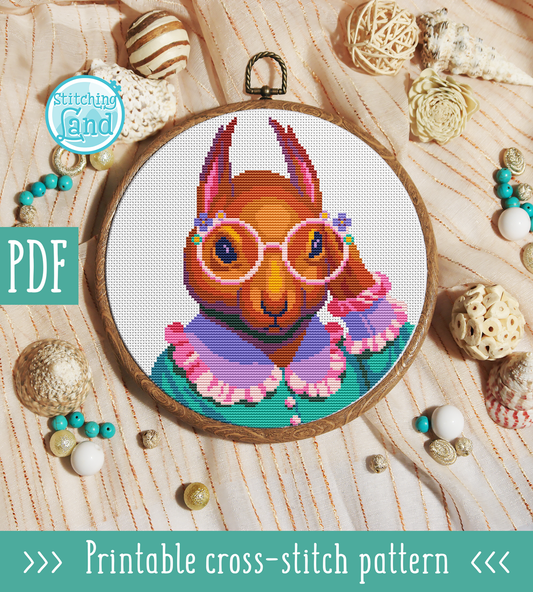Mrs. Squirrel Cross Stitch Pattern