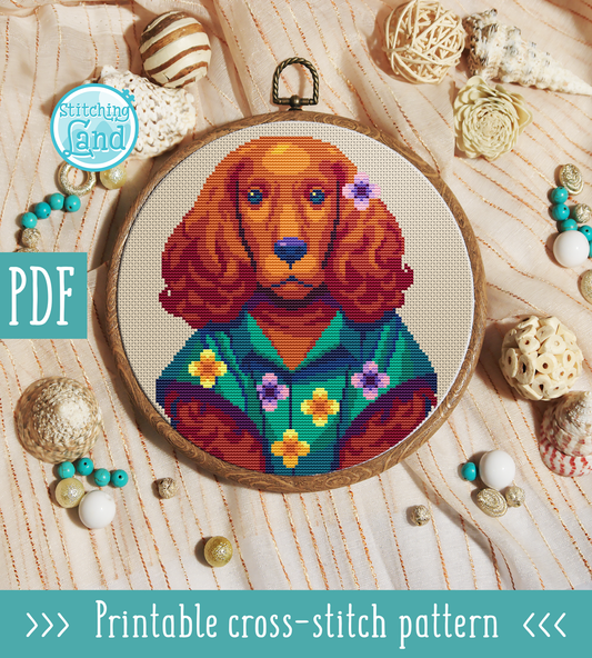 Ms. Cocker Spaniel Cross Stitch Pattern
