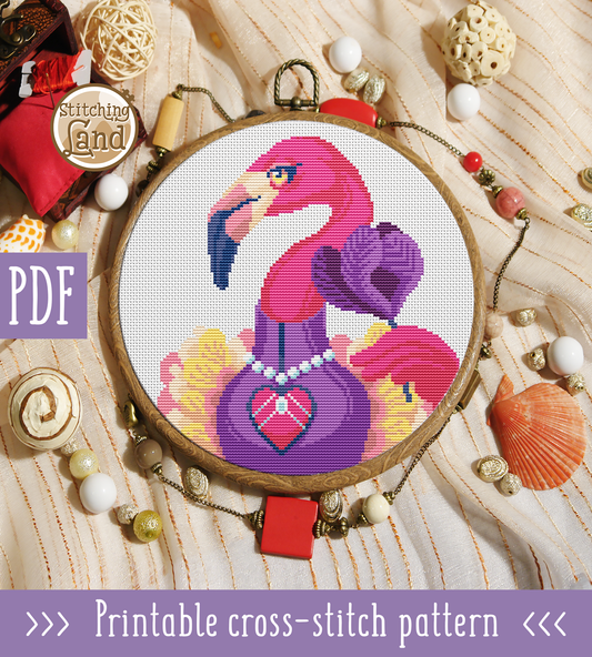 Ms. Flamingo Cross Stitch Pattern