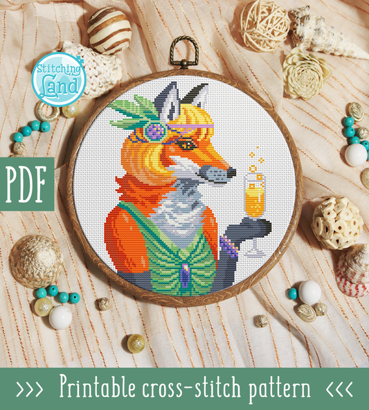 Ms. Fox Cross Stitch Pattern
