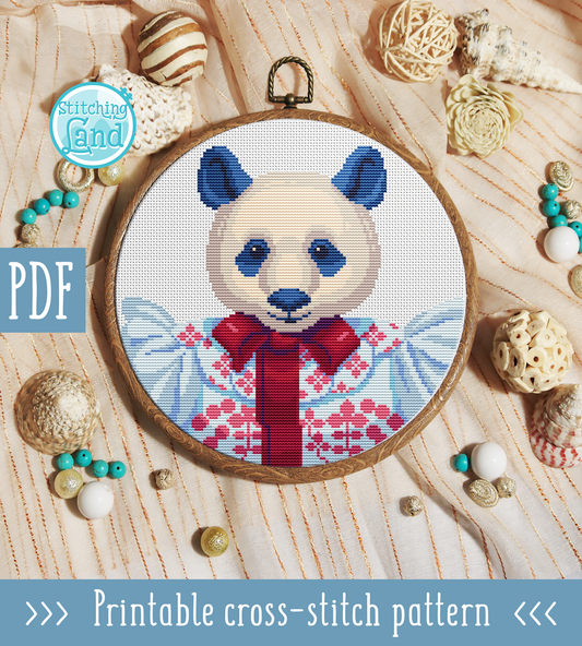 Ms. Panda Cross Stitch Pattern