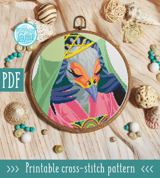 Ms. Secretary Bird Cross Stitch Pattern