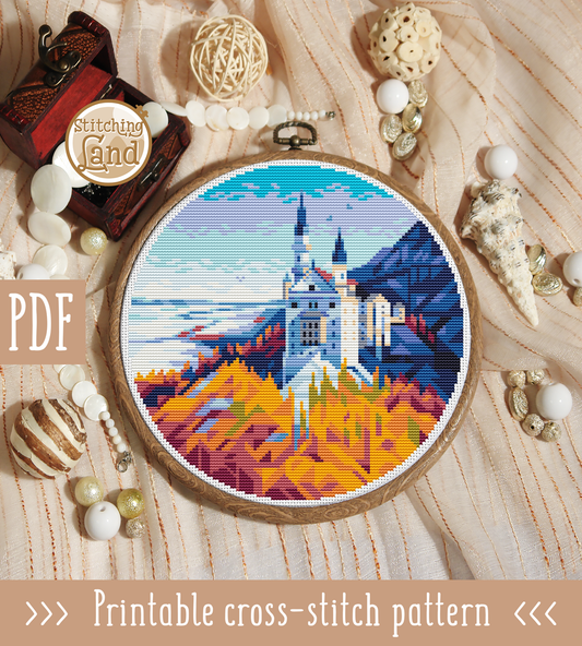 Neuschwanstein Winter Cross Stitch Pattern