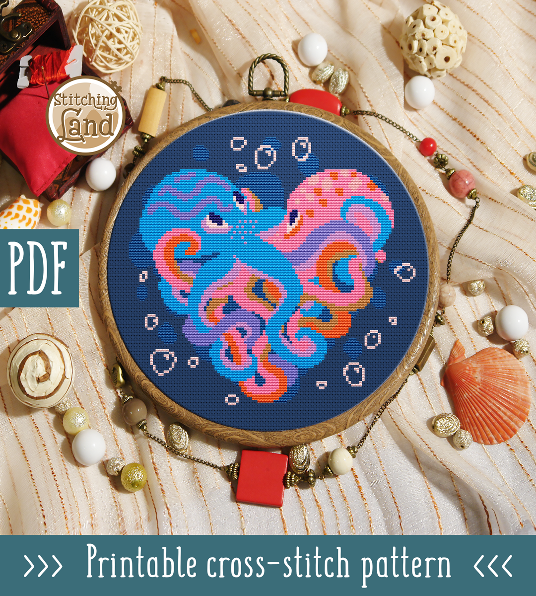 Octopus Love Cross Stitch Pattern