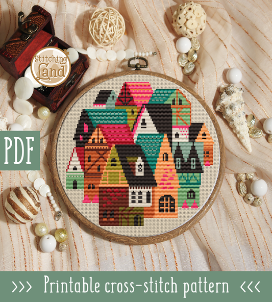 Old Town Cross Stitch Pattern