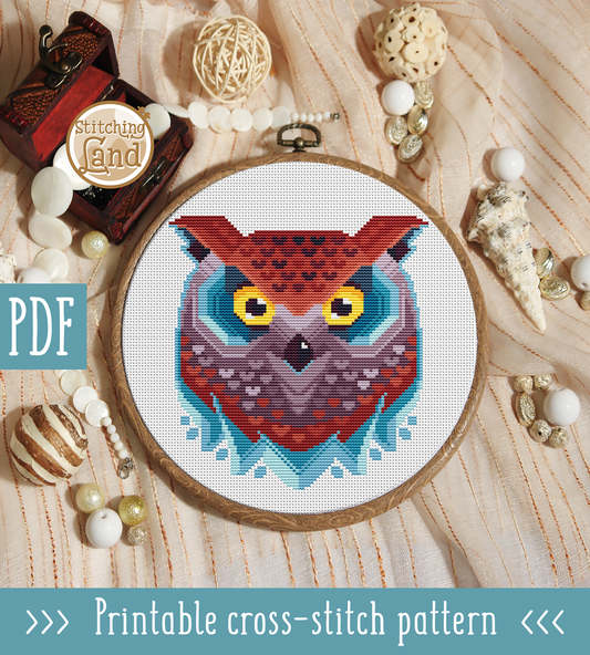 Owl Mandala Cross Stitch Pattern