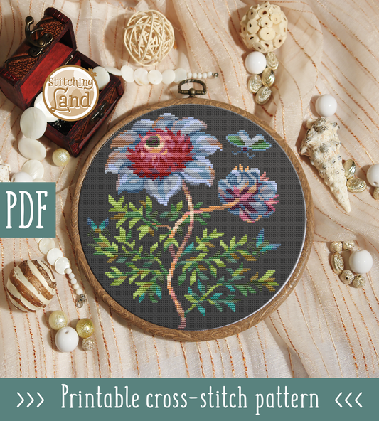 Paeonia Decomposita Cross Stitch Pattern