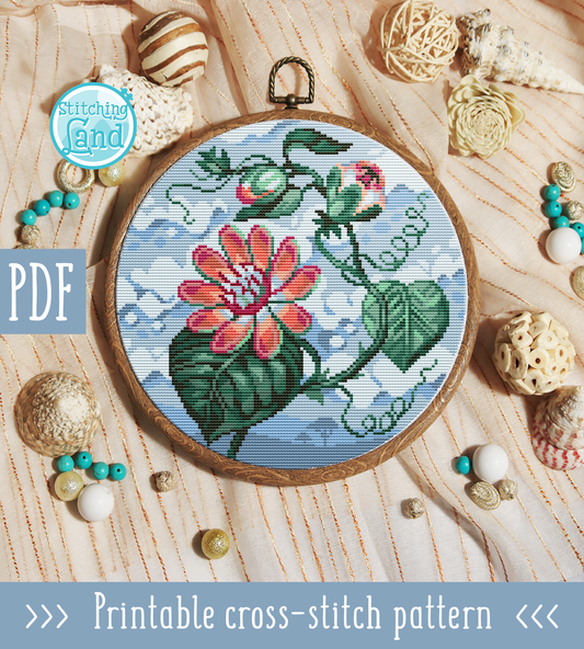 Passiflora Cross Stitch Pattern