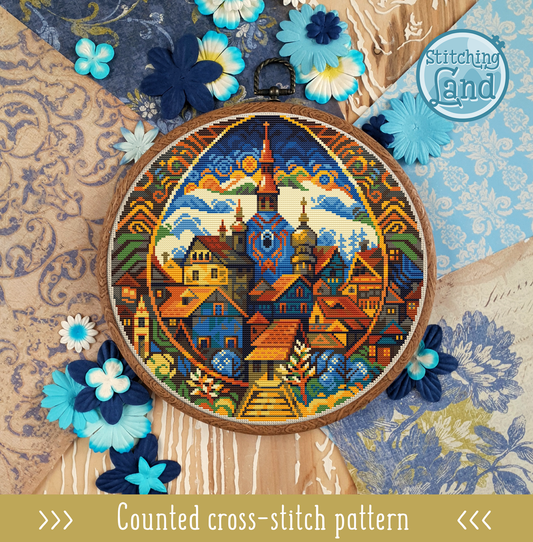 Picturesque Town Cross Stitch Pattern