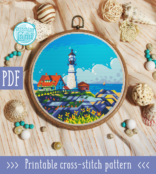 Portland Head Light Cross Stitch Pattern