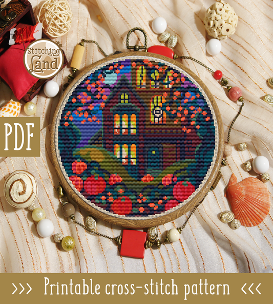 Pumpkin Castle Cross Stitch Pattern