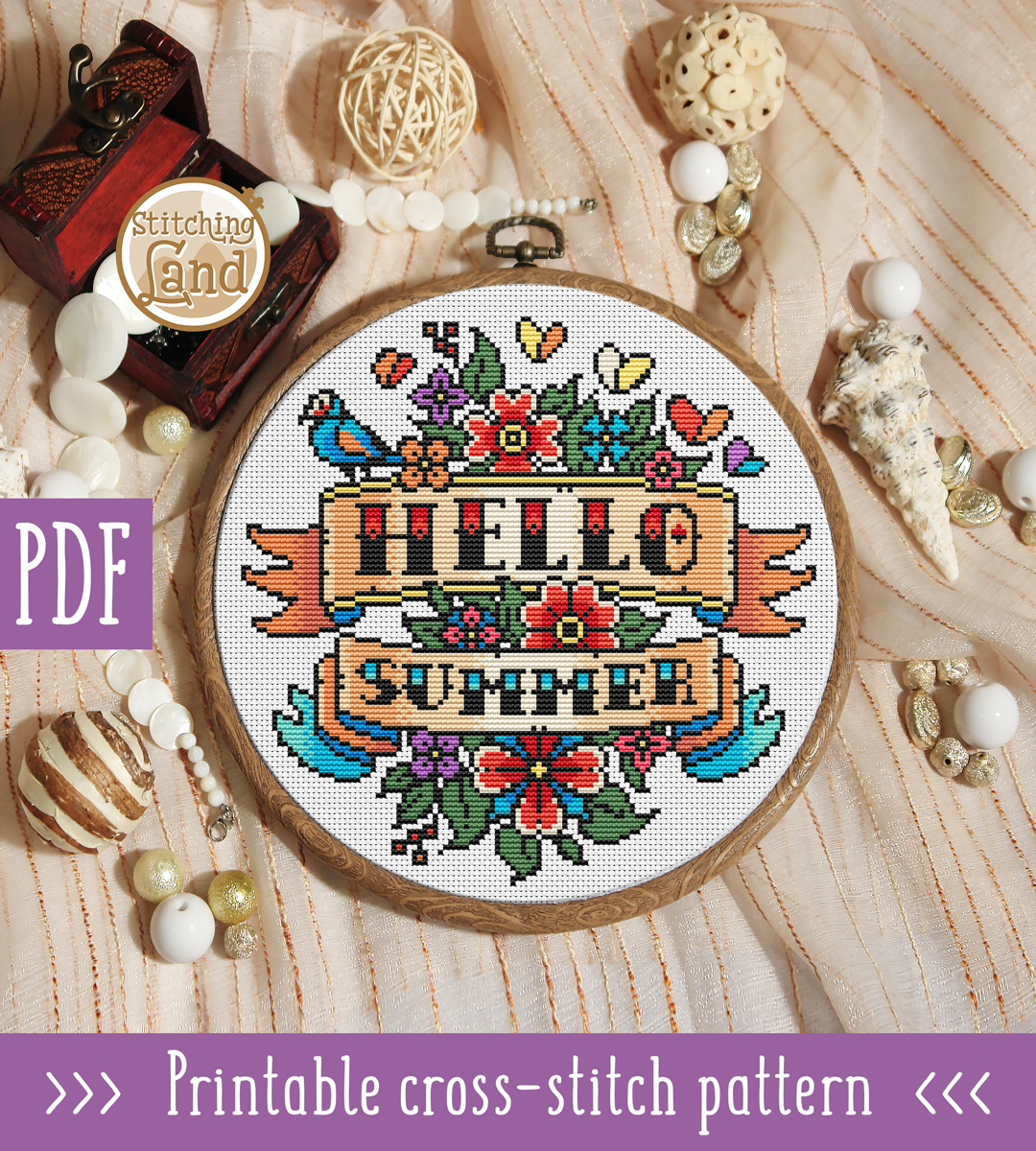 Hello Summer Cross Stitch Pattern