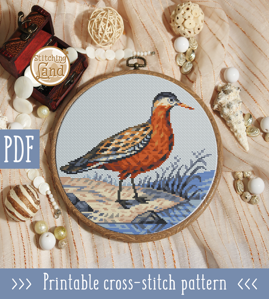 Red Phalarope Cross Stitch Pattern