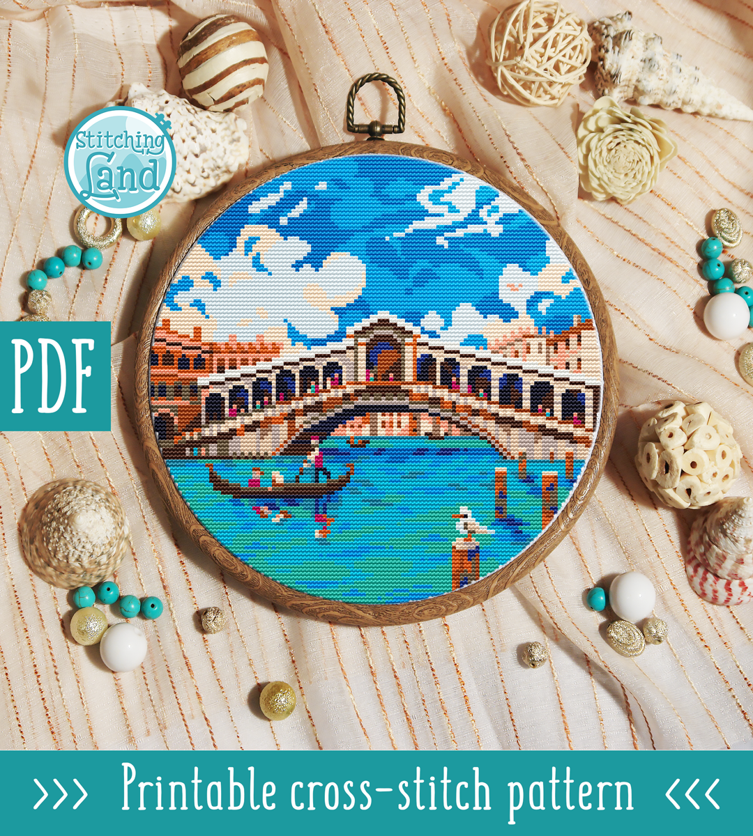Rialto Bridge Cross Stitch Pattern