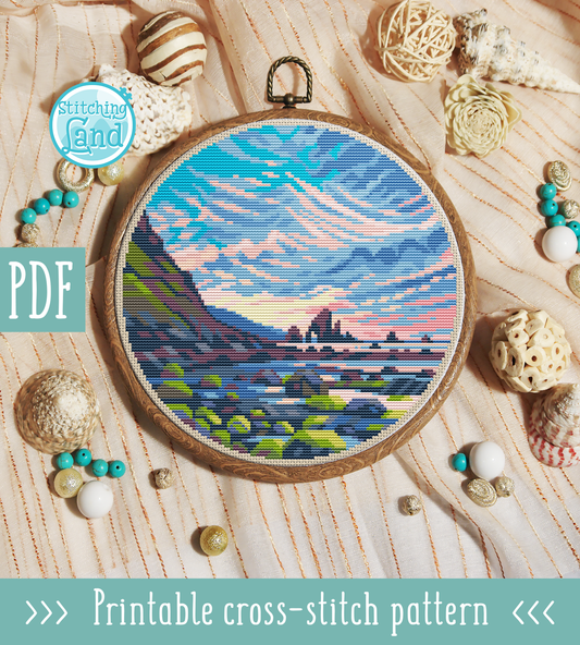 Rocky Coast Cross Stitch Pattern