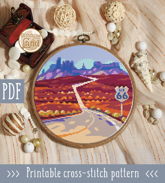 Route 66 Cross Stitch Pattern