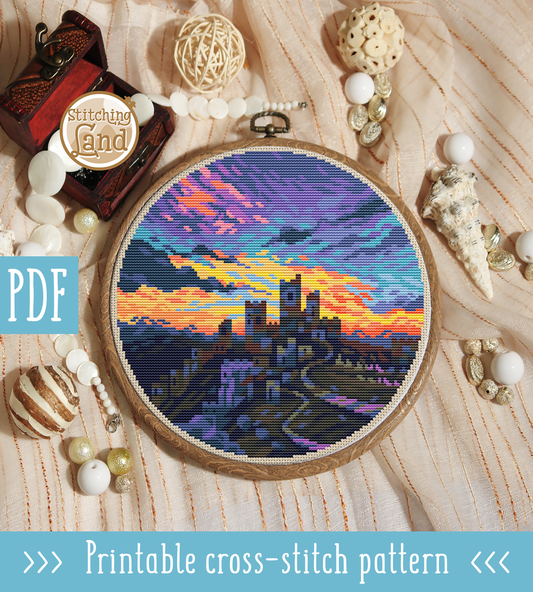 Ruined Fortress Cross Stitch Pattern
