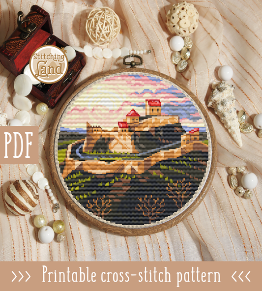 Rupea Fortress Cross Stitch Pattern