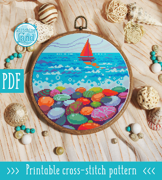 Scarlet Sail Cross Stitch Pattern
