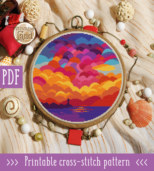 Sea Sunset Cross Stitch Pattern