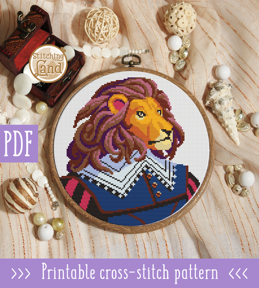 Sir Lion Cross Stitch Pattern