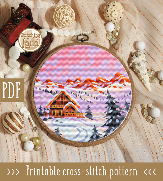 Ski Lodge Cross Stitch Pattern
