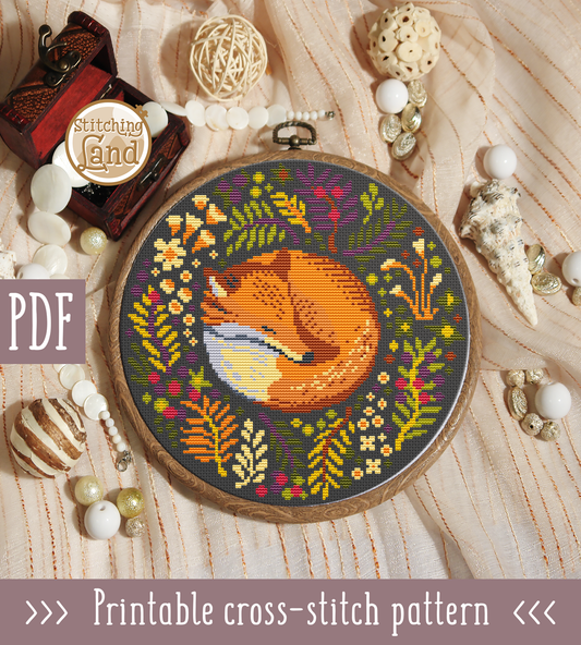 Sleeping Fox Cross Stitch Pattern