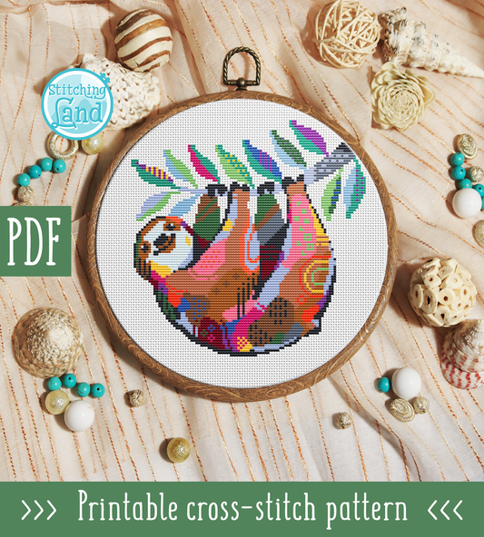 Sloth Cross Stitch Pattern