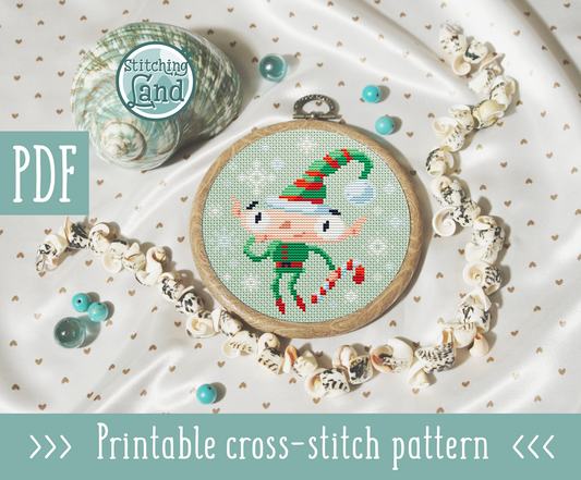 Small Elf Cross Stitch Pattern