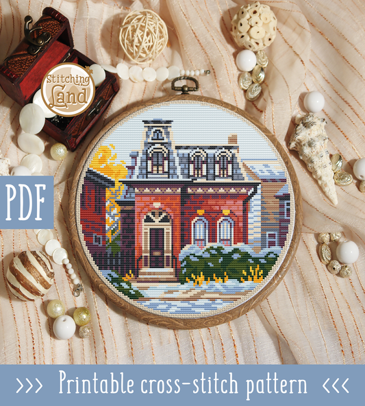 Snow Covered Street Cross Stitch Pattern