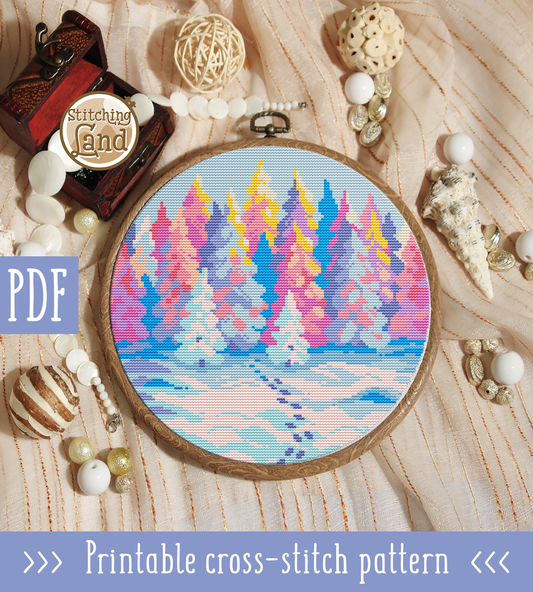 Snow Forest Cross Stitch Pattern