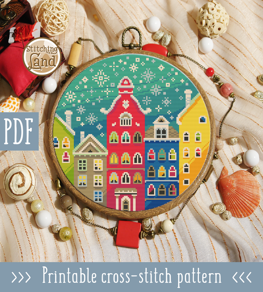 Snow Street Cross Stitch Pattern