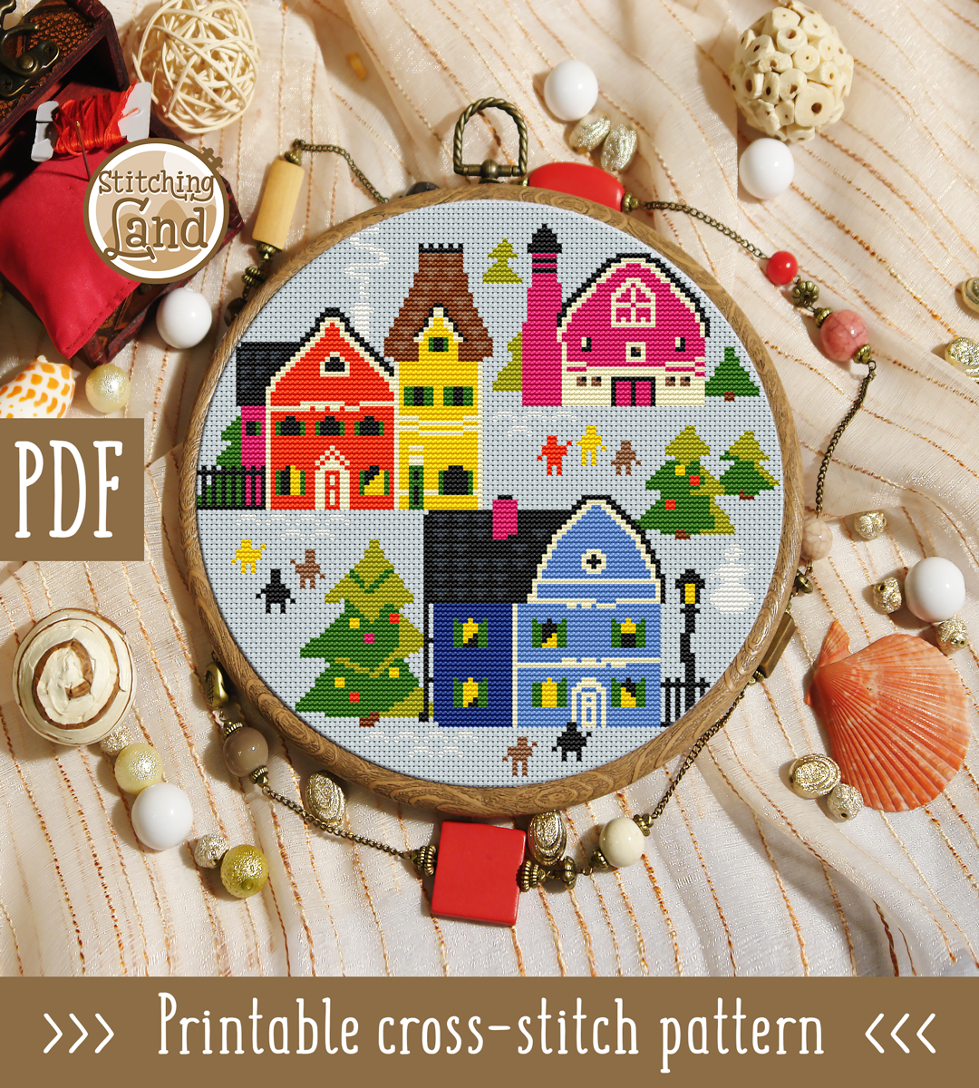Snow Town Cross Stitch Pattern
