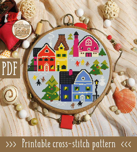 Snow Town Cross Stitch Pattern