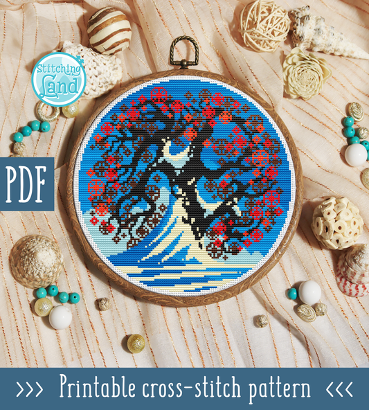 Snow Tree Cross Stitch Pattern
