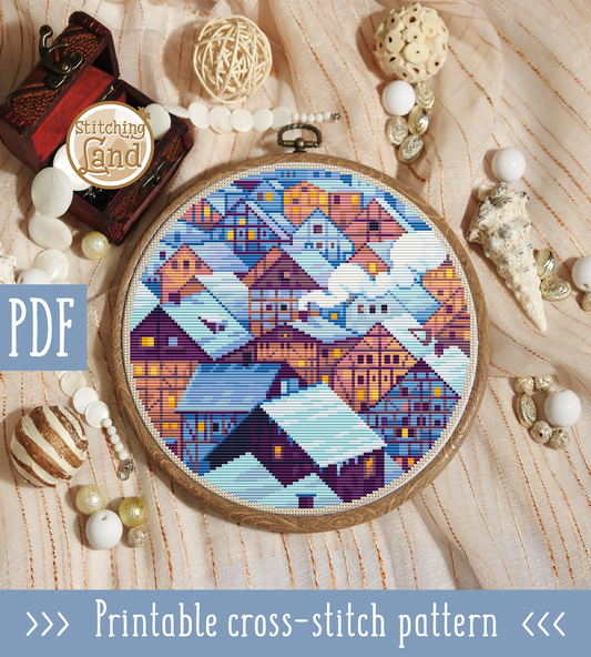 Snowy Town Cross Stitch Pattern