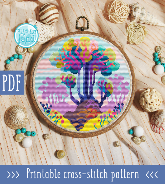 Summer Tree Cross Stitch Pattern