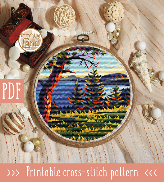 Sunset Pine Cross Stitch Pattern