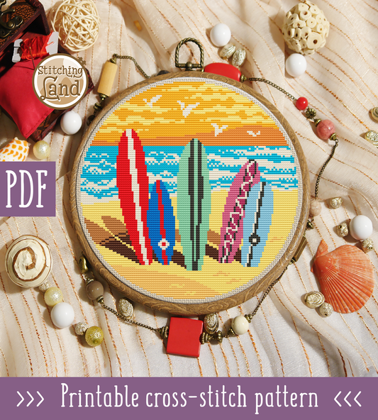 Surfing Cross Stitch Pattern