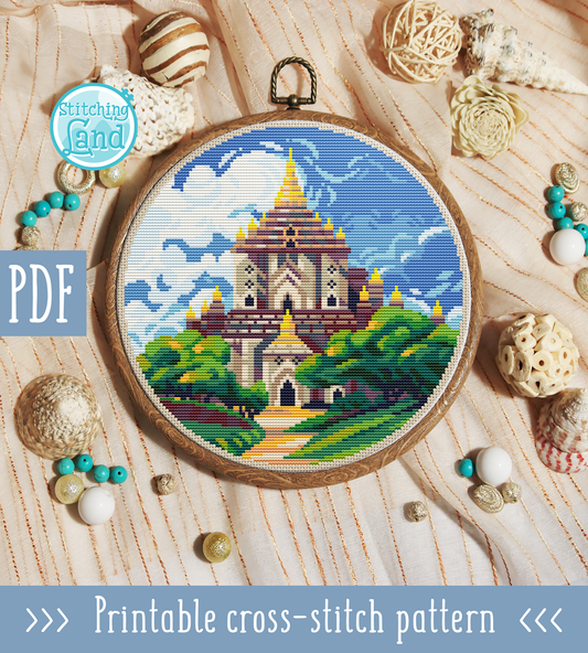 Thatbyinnyu Temple Cross Stitch Pattern