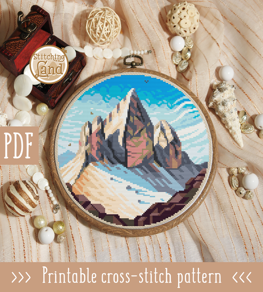 Three Peaks Lavaredo Cross Stitch Pattern