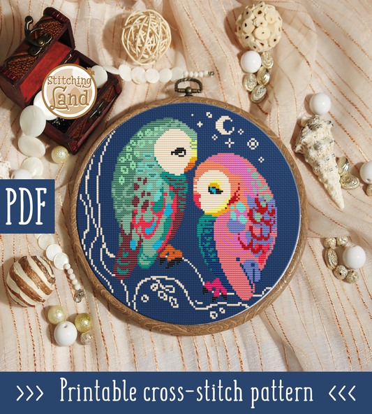Two Owls Cross Stitch Pattern
