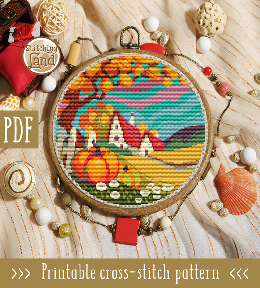 Village Cross Stitch Pattern