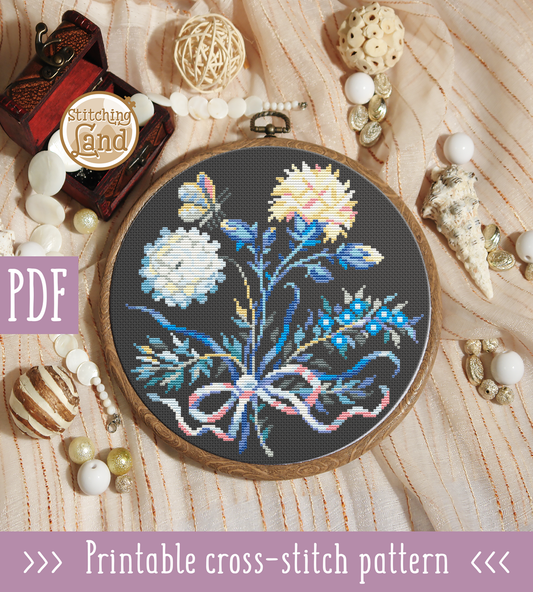 White Flowers Bouquet Cross Stitch Pattern
