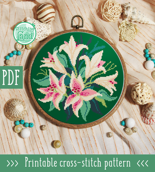 White Lily Cross Stitch Pattern